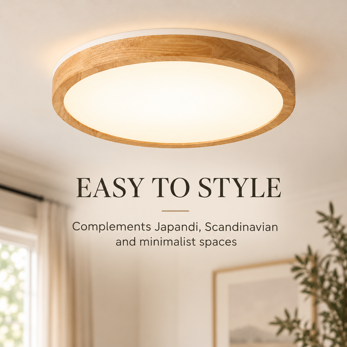 Japandi Low-Profile Flush Mount Ceiling Light specification image 3