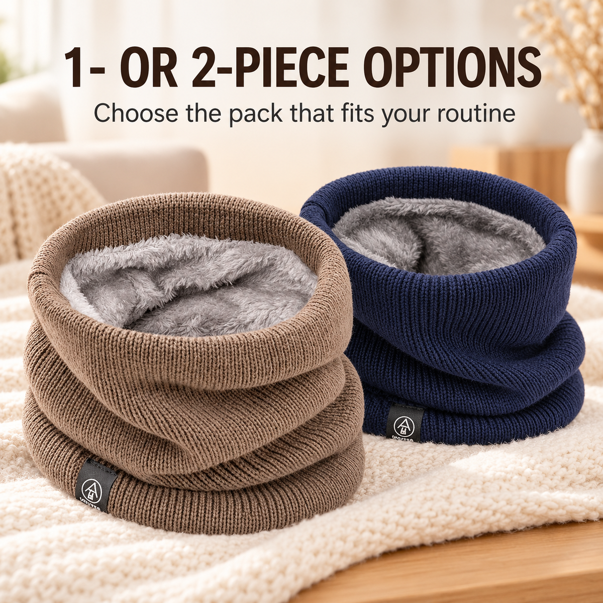 Knitted Winter Neck Warmer with Plush Lining specification image 3