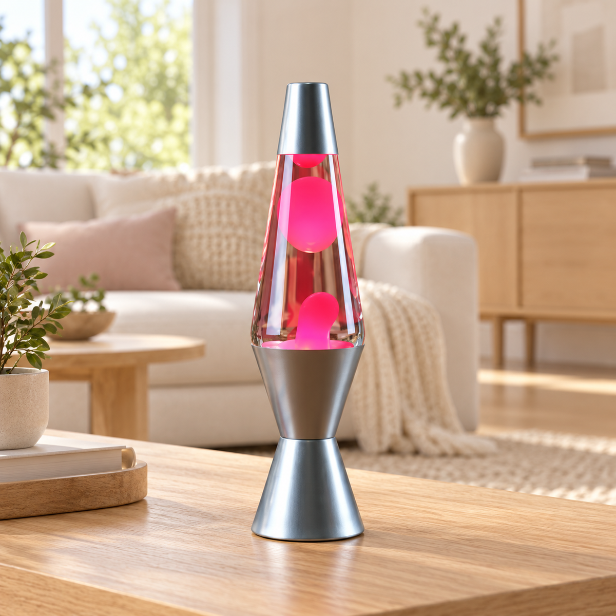 Northmire lava lamp - Silver / Clear & Pink