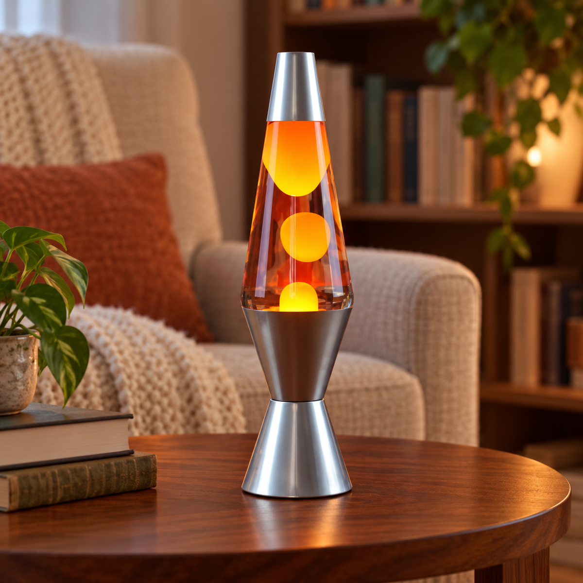 Northmire lava lamp - Silver / Clear & Orange