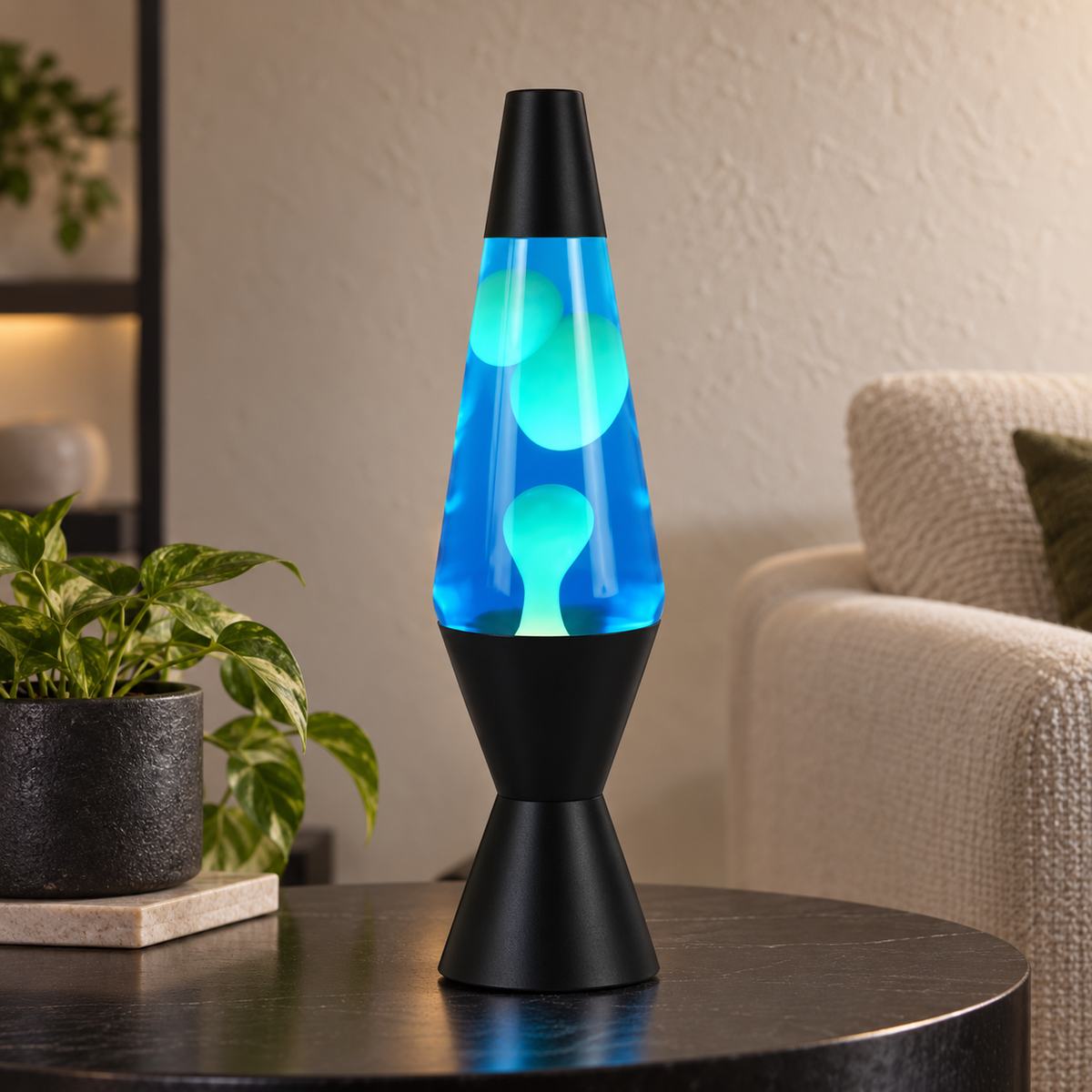 Northmire lava lamp - Black / Blue & Aqua