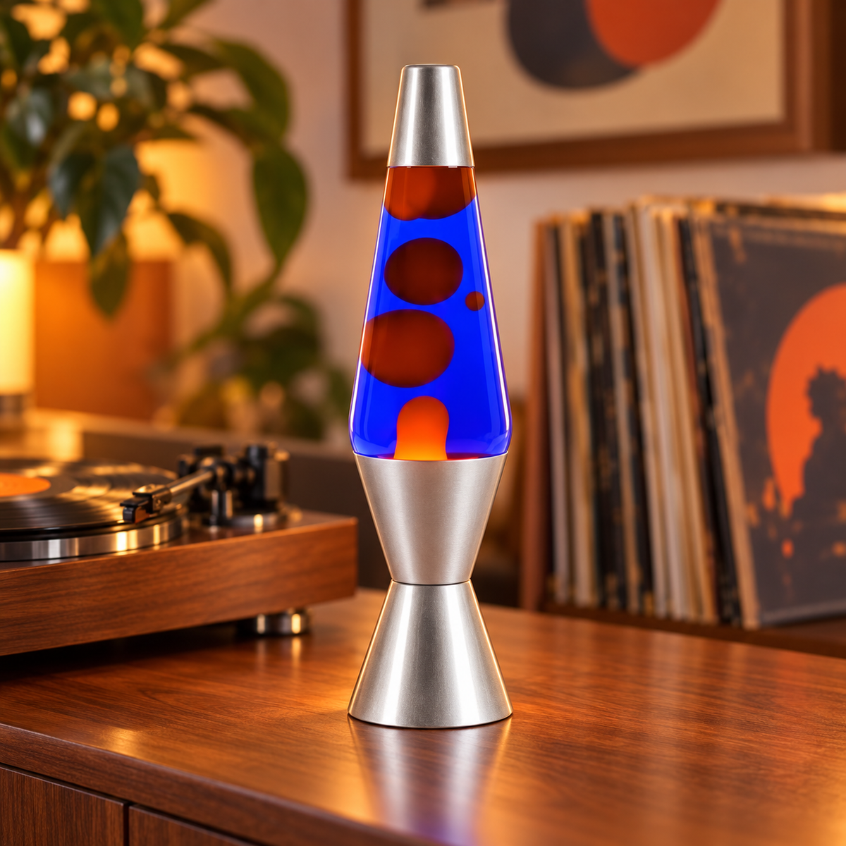 Northmire lava lamp - Silver / Blue & Orange