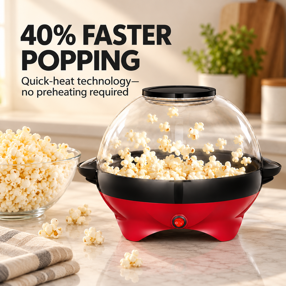Oil-Free Hot Air Popcorn Popper specification image 2