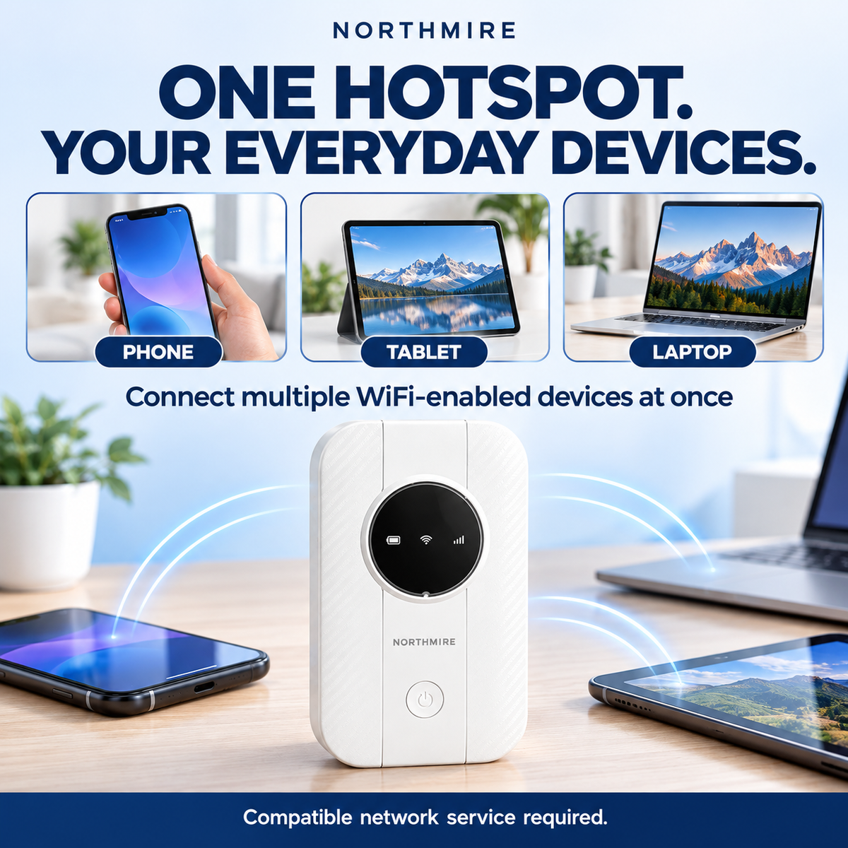 Northmire portable WiFi router: Multiple device connectivity