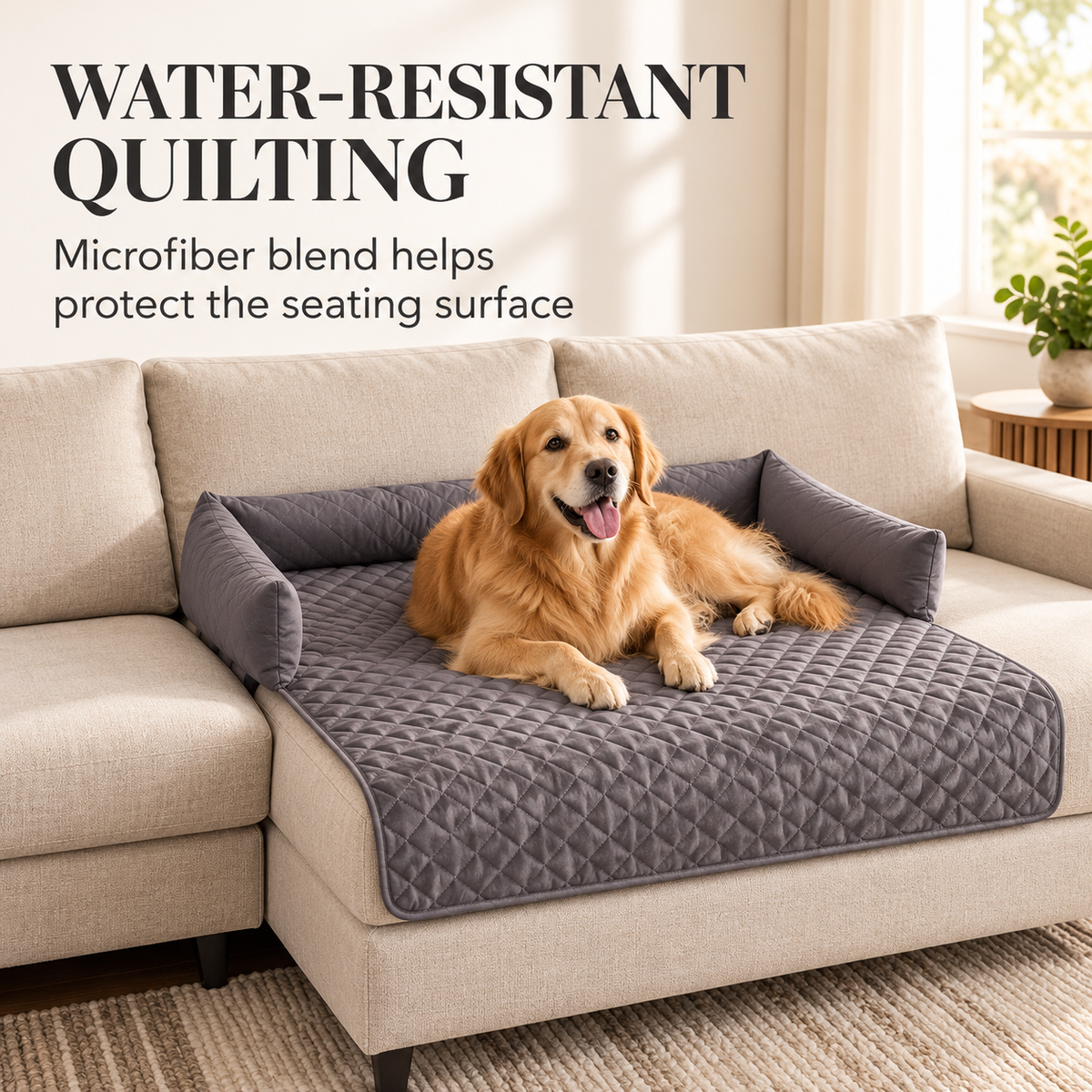 Quilted Pet Sofa Protector with Bolster Cushions specification image 2