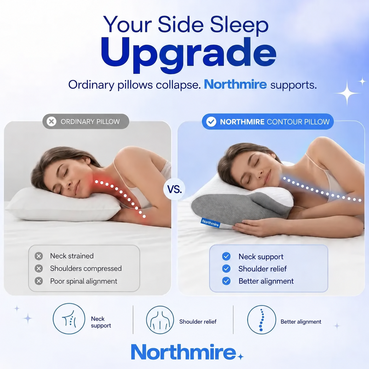 Northmire contour pillow side sleeping comparison