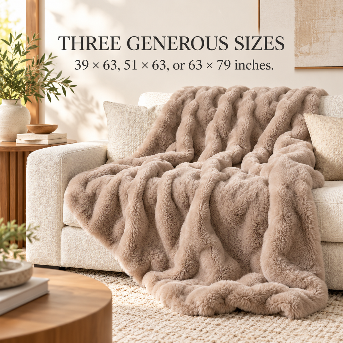 Soft Faux-Fur Throw Blanket for Sofa and Bed specification image 2