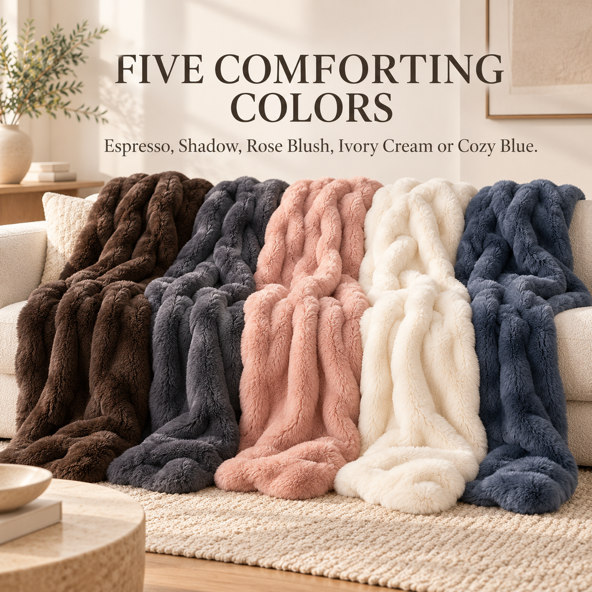 Soft Faux-Fur Throw Blanket for Sofa and Bed specification image 3