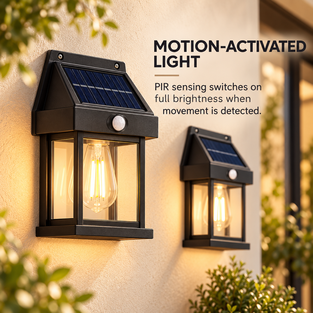 Solar Motion Sensor Outdoor Wall Lanterns specification image 2
