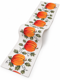 White pumpkin patch Halloween table runner on a seamless white background