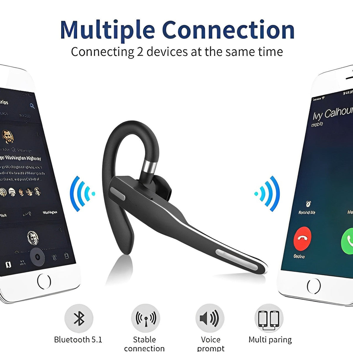 Bluetooth 5.1 Trucker Headset with Dual Mic Noise Reduction
