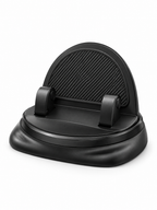 Black silicone rotating car phone holder on a white background