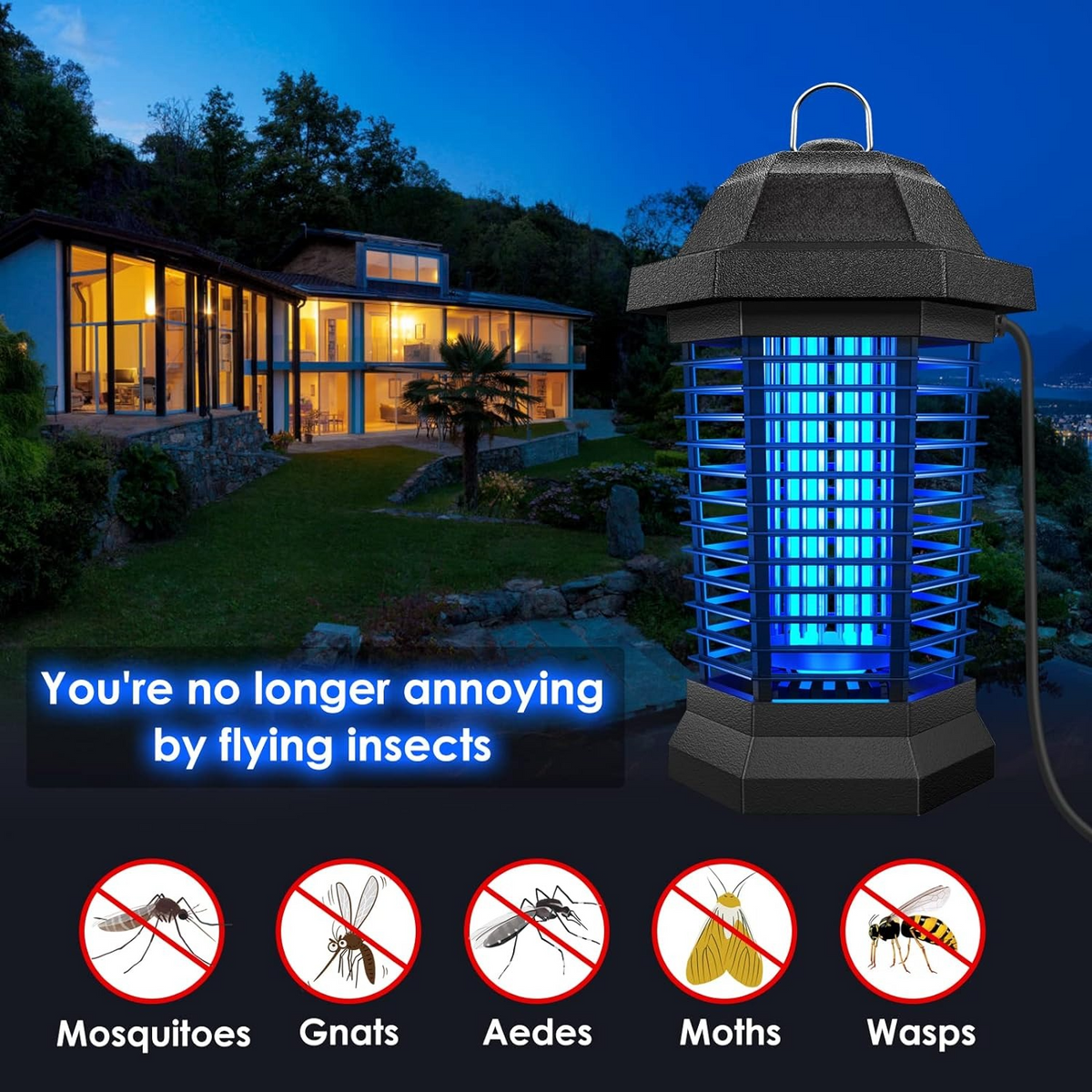 365nm UV Bug Zapper for Patio & Indoor Spaces