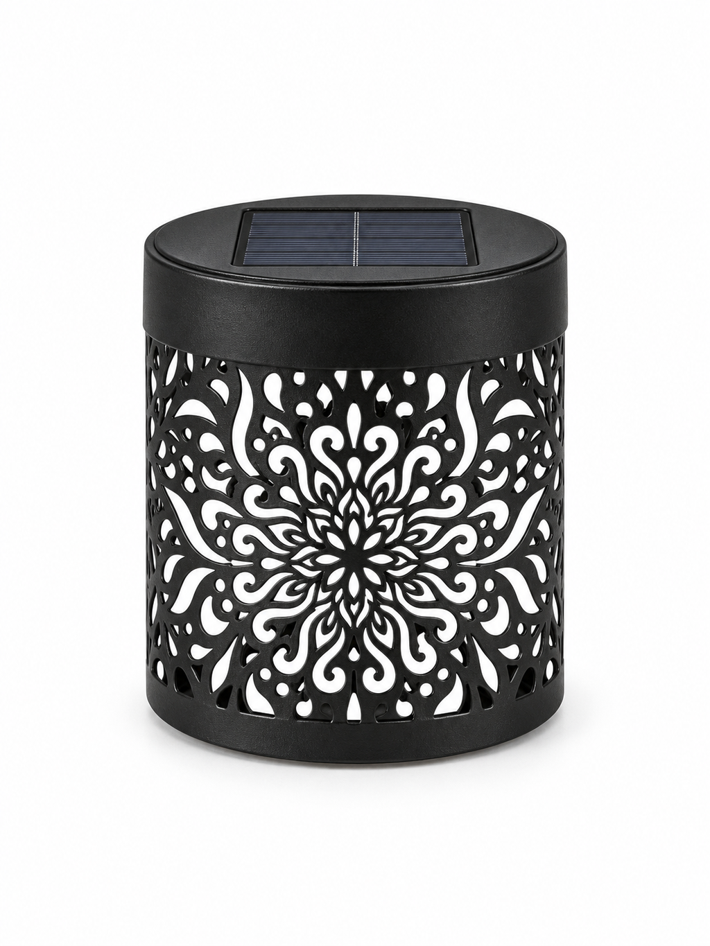 Black solar decorative lantern on white background