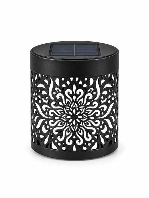 Black solar decorative lantern on white background
