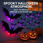 Halloween 3D Wall Decor 104 Pack, Halloween Bats Spiders and Ghost Decorations with LED Lights, Halloween Indoor Decor