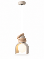 Wabi-sabi resin pendant light on white background