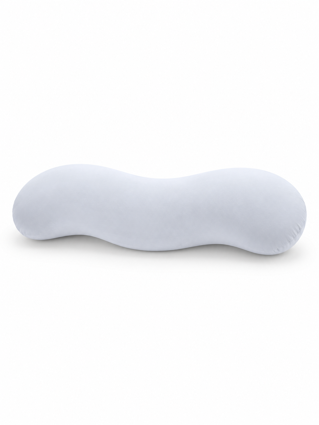 Pale gray wave support pillow on a seamless white background