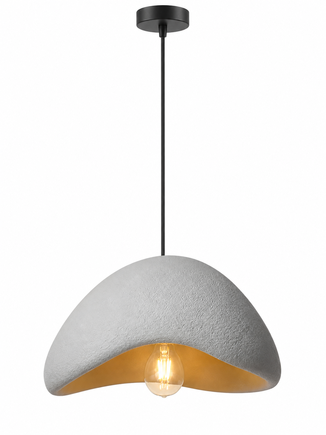 Modern Nordic organic dome chandelier with full ceiling canopy and cord on white background